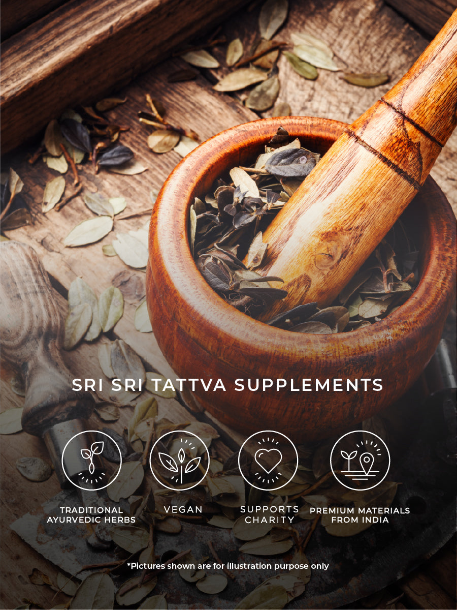 Poster of the benefits of Sri Sri Tattva's Amlapittari Vati tablets